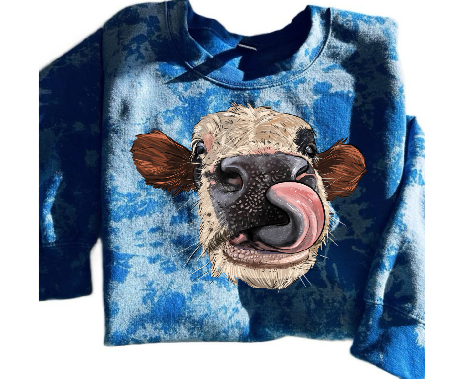 Distressed Cow Sweatshirt