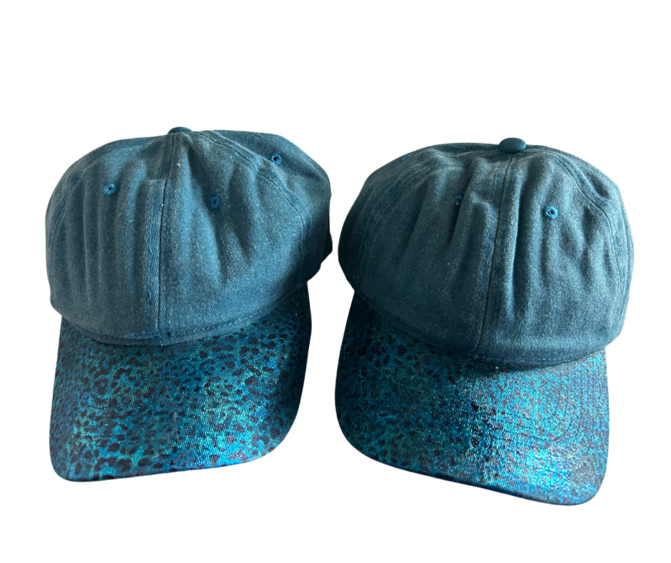 Distressed Blue Leopard Foiled Hat