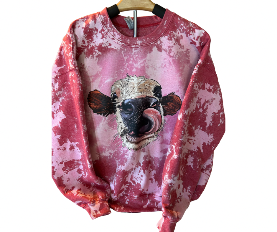 Distressed Cow Sweatshirt